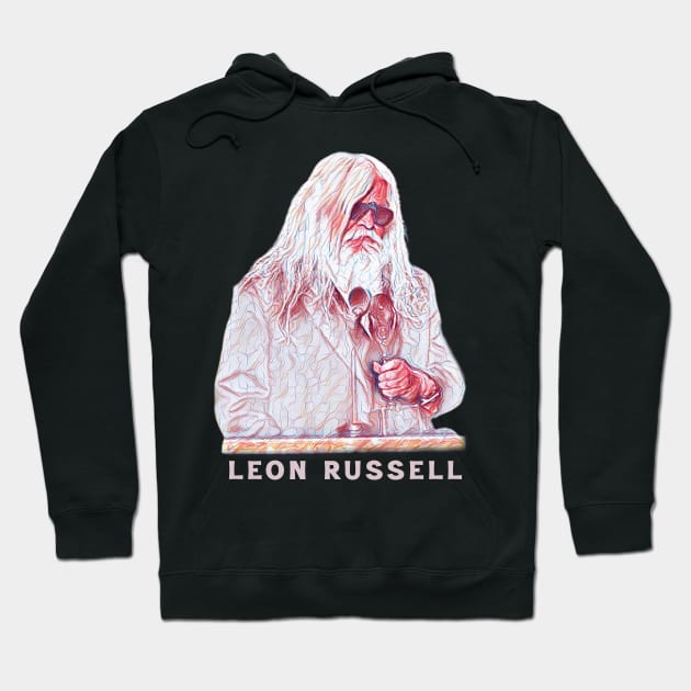 Leon Russell -Original Fan Art Design Hoodie by Trendsdk